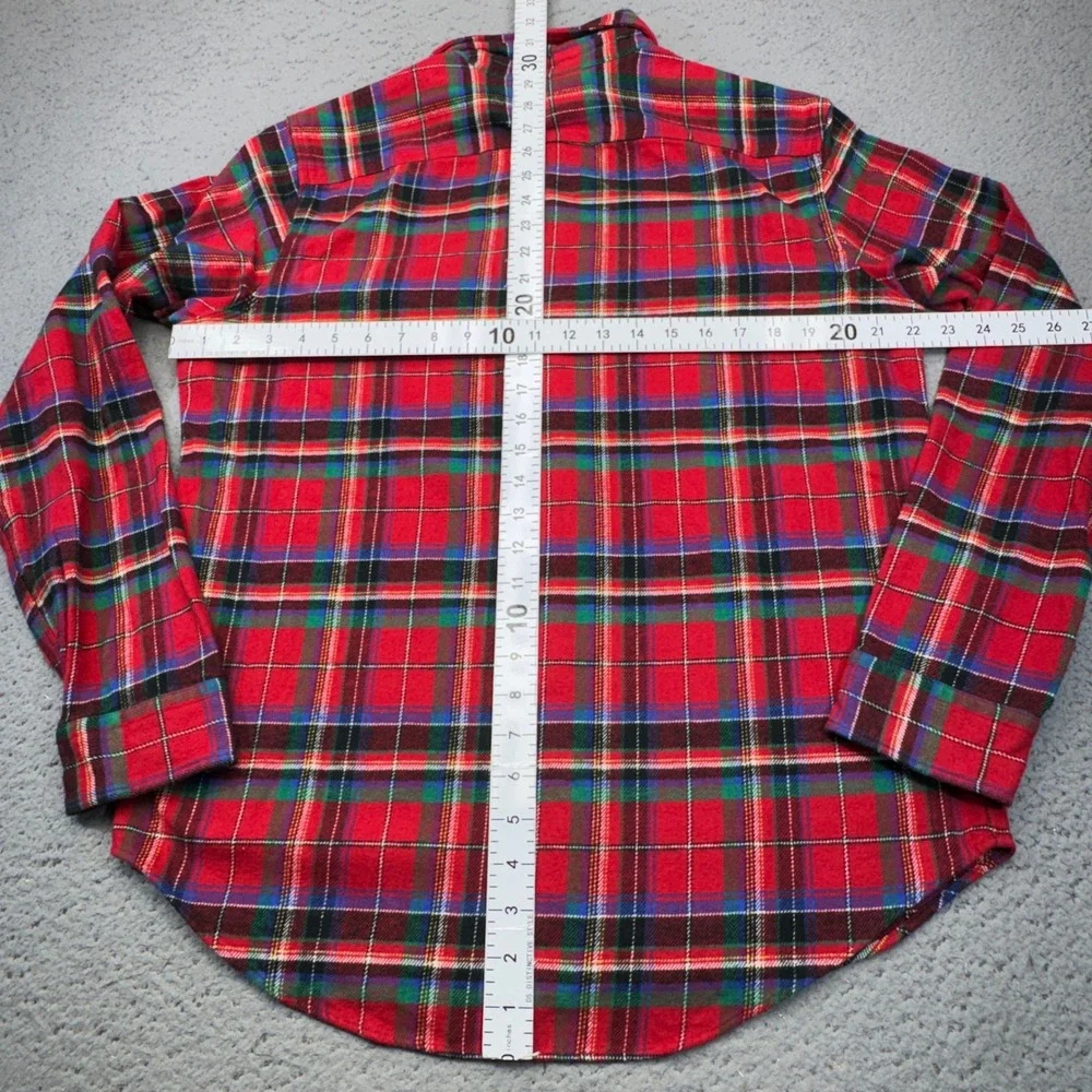 Polo Ralph Lauren Shirt Mens Medium Red Plaid Flannel Heavyweight Button Up
